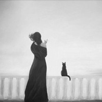 女生抱猫头像短发韩版