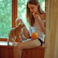 原宿女抱猫头像欧美