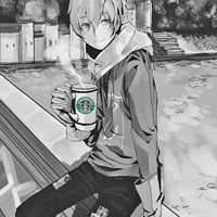 黑白动漫带连衣帽侧身情侣头像