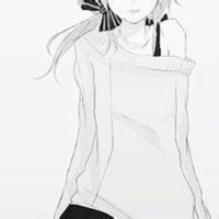 动漫头像侧脸长发美女头像黑白