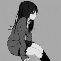 动漫头像侧脸长发美女头像黑白