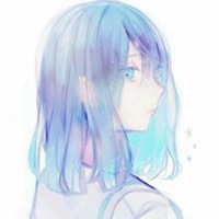 可爱动漫萌女生头像蓝色头发