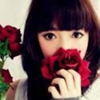 素描拿玫瑰花侧脸头像欧美