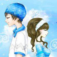 微信头像情侣背靠背动漫图片唯美