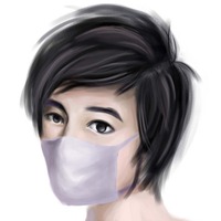 韩国男生高冷背影戴口罩黑白头像