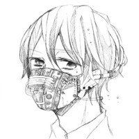 韩国男生高冷背影戴口罩黑白头像