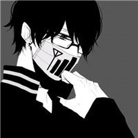 男动漫戴口罩头像黑白头像一对