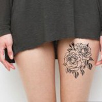 腿上小清新纹身女人头像