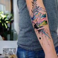 小臂猫咪纹身女人图案头像