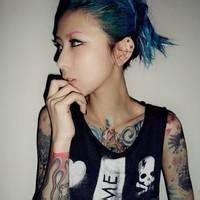胸前纹身女人头像