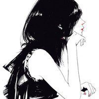 女生头像简单素描图片