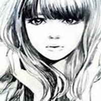 简单素描漫画少女头像图片
