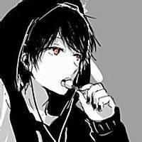 坐着动漫头像黑白男生头像