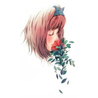 白底卡通女生头像黑白