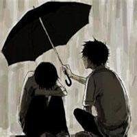 下雨打伞动漫情侣头像
