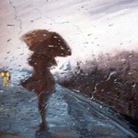 素描下雨中的小孩头像