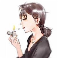 抽烟女生头像黑白图片