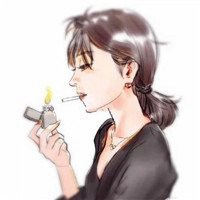 慵懒抽烟女生头像