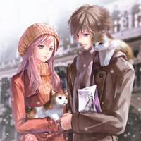 动漫情侣双人拥抱头像