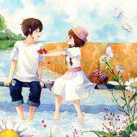 头像动漫情侣比心