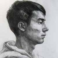 侧面头像男生素描