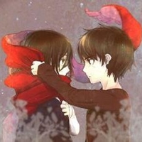 带围巾的动漫情侣头像