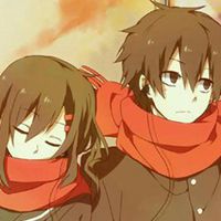 带围巾的动漫情侣头像