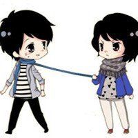 带围巾的动漫情侣头像