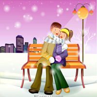 带围巾的动漫情侣头像