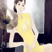 旗袍头像素描图片