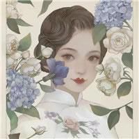 旗袍头像素描图片