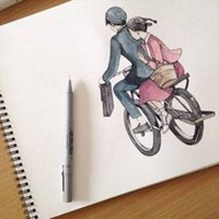 浪漫唯美骑自行车头像