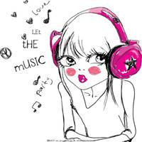 动漫女生听音乐头像