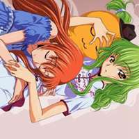 卡通双人睡觉头像女生