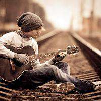 吉他头像男背影