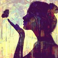 妇女头像背影或侧面的