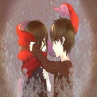 带围巾的动漫情侣头像