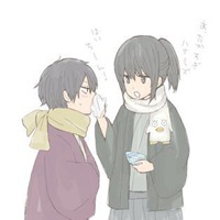 带围巾的动漫情侣头像