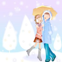 带围巾的动漫情侣头像