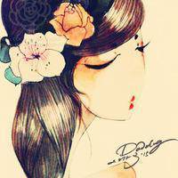 彩绘头像女复古