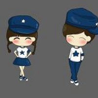 彩绘情侣头像一男一女