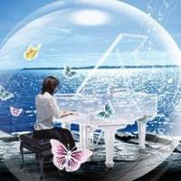 海边弹钢琴唯美头像
