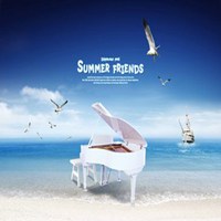 海边弹钢琴唯美头像