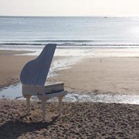 海边弹钢琴唯美头像