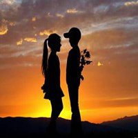 黄昏头像女生背影