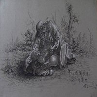 罗汉头像素描图片