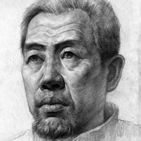 微信老人头像素描