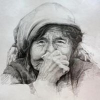 微信老人头像素描