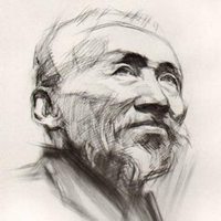 微信老人头像素描