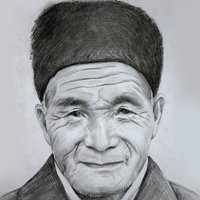 微信老人头像素描